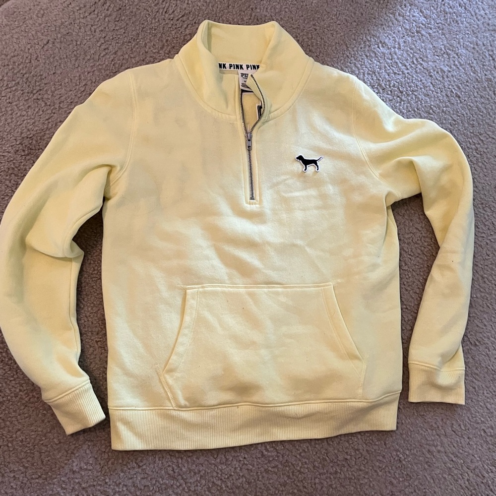Victorias Secret PINK Brand Yellow Quarter Zip Sweatshirt
